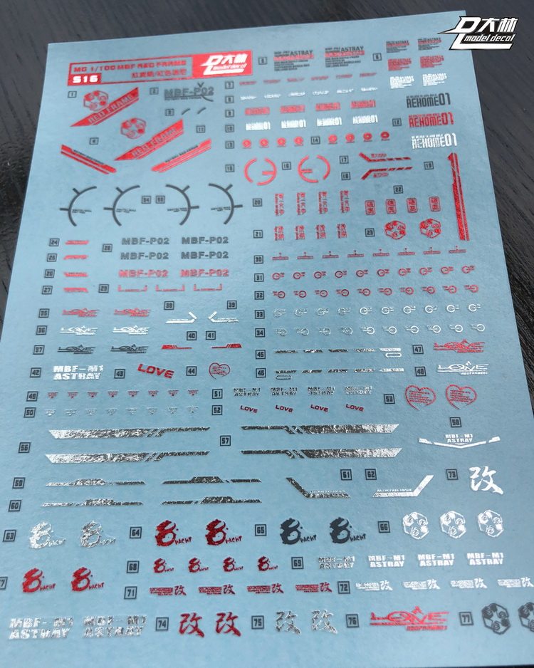 [DL]大林达人水贴 彩色电镀烫金 MG S16 MB 红异端+飞行背包 专用