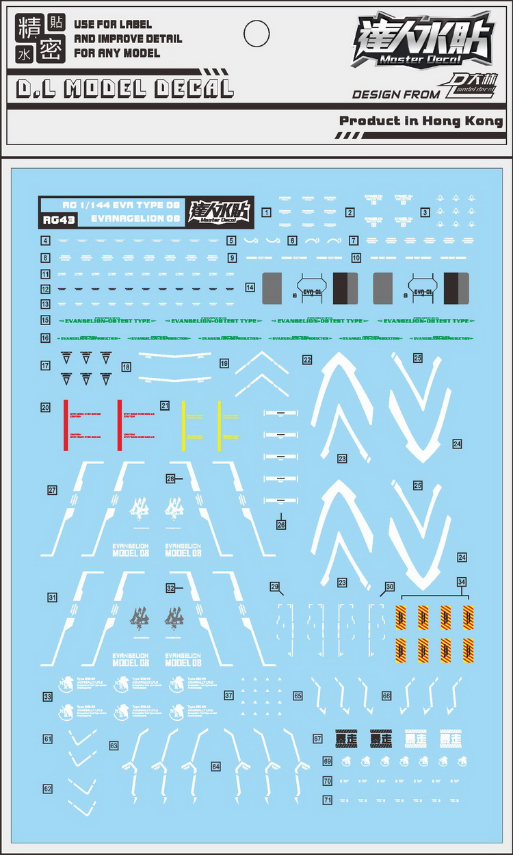 RG43 大林 达人水贴 RG 1/144 EVA-08 8号机 水贴