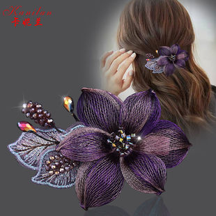 发卡头饰发夹女奢华铜丝头发夹子优雅妈妈发饰一字夹马尾夹弹簧夹