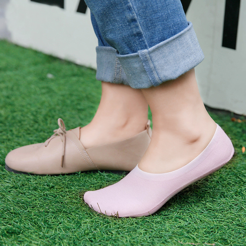 船袜女纯棉无痕莫代尔隐形袜夏季薄款浅口低帮豆豆袜硅胶防滑短袜