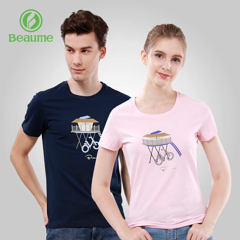 Beaume印花短袖T恤男女休闲上衣