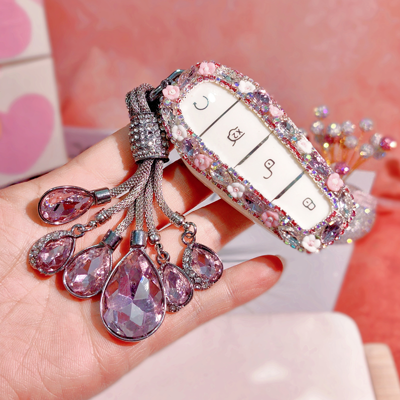 漂亮的纯手工制作水钻汽车钥匙套