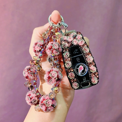 新款复古玫瑰花奔驰汽车钥匙套女
