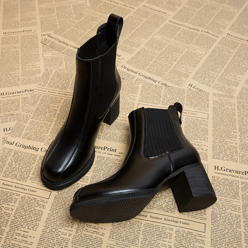 2025年秋冬新款瘦瘦靴高跟鞋女短靴春秋单靴粗跟爆款切尔西马丁靴,女鞋,切尔西靴,淘宝优惠券,粉丝福利购,淘宝优惠卷