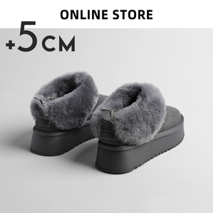 羊毛一体雪地靴女冬季新款5cm增高厚底加绒加厚保暖毛毛鞋棉鞋子