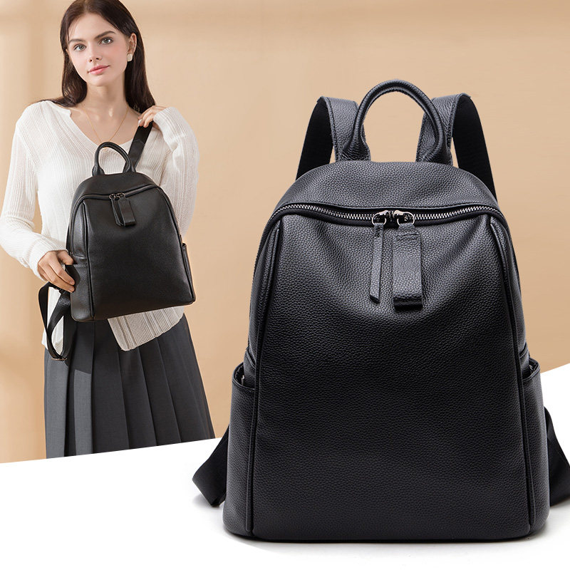 双肩包女2025新款时尚真皮牛皮软皮大容量女士式双肩背包通勤休闲