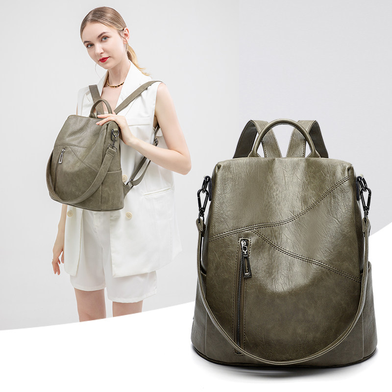 双肩包女2025新款时尚百搭真皮牛皮软皮大容量女士背包休闲通勤潮