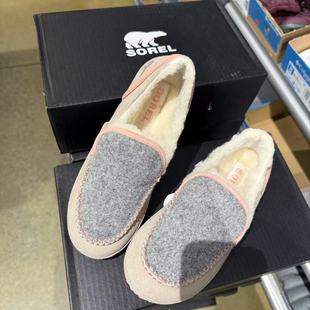时尚 YANYAN美国代购 女士羊毛船鞋 Sorel 休闲一脚蹬 冰熊