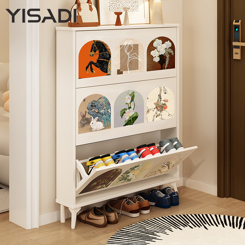 实木中古奶油风超薄鞋柜家用门口极窄入户玄关鞋柜门后楼道口鞋架,住宅家具,鞋柜,淘宝优惠券,粉丝福利购,淘宝优惠卷