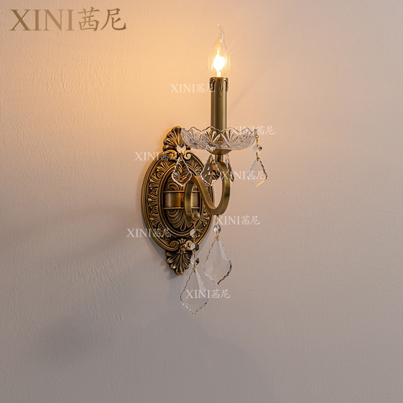 法式轻奢壁灯卧室灯全铜轻奢灯别墅奢华大气餐厅现代简约水晶灯具
