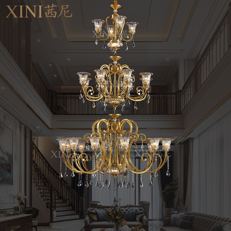法式全铜水晶吊灯客厅灯