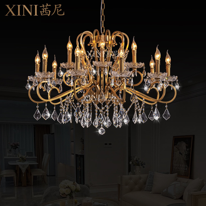 新品法式轻奢全铜水晶蜡烛吊灯客厅餐厅卧室灯书房别墅大平层灯具,家装灯饰光源,客厅吊灯,淘宝优惠券,粉丝福利购,淘宝优惠卷