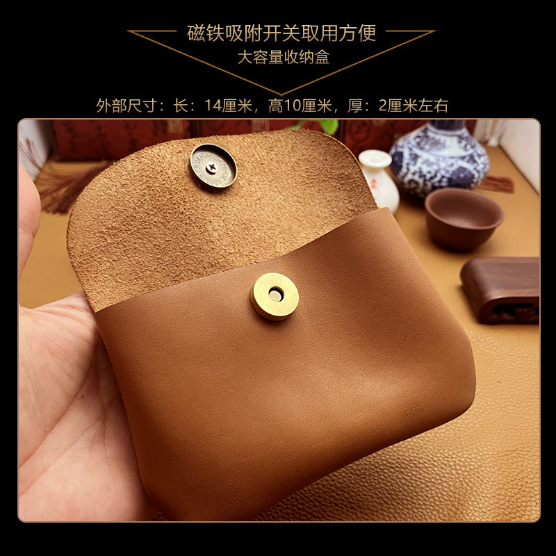 高档手工头层牛皮烟盒打火机收纳