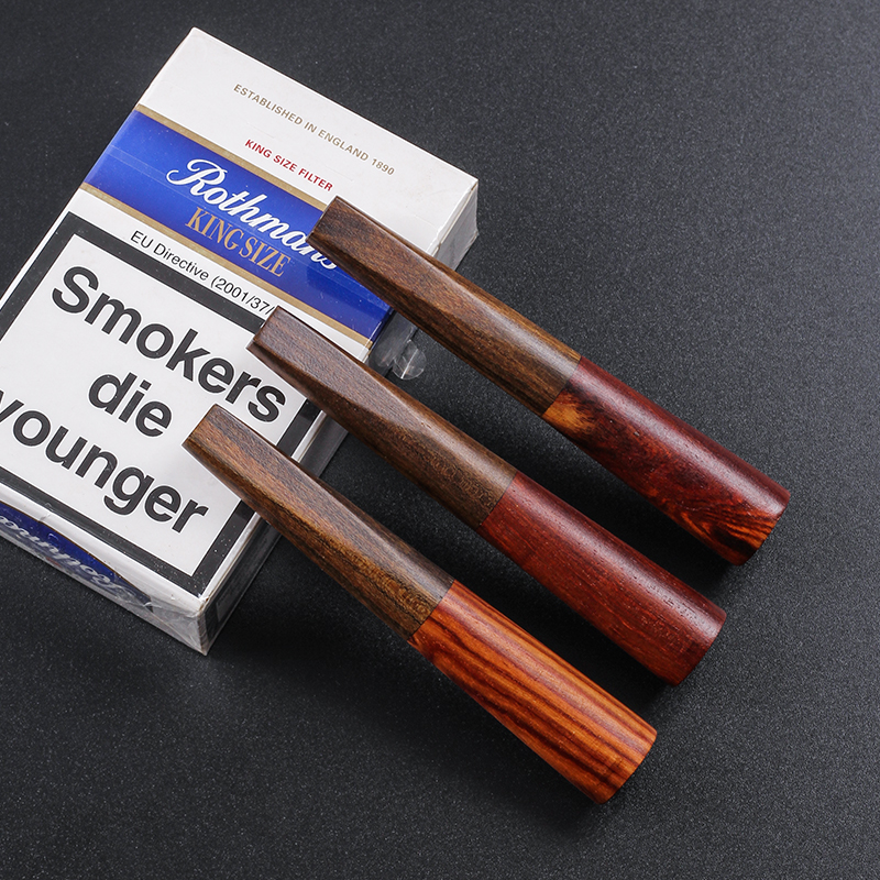 V口实木烟嘴小雪茄手卷烟多规格通用 男女士循环型直通型雪茄咬嘴