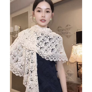 优雅新款蕾丝围巾披肩复古开衫中国风蕾丝薄款旗袍斗篷披肩外套女