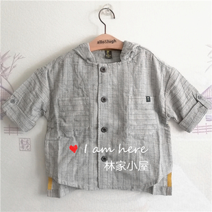 韩版moimoln云朵儿童装男童宝宝夏款灰色连帽空调服防晒衣薄外套