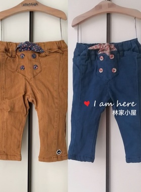 韩版allo lugh阿路和如儿童装女童宝宝冬款两色加绒休闲长裤子