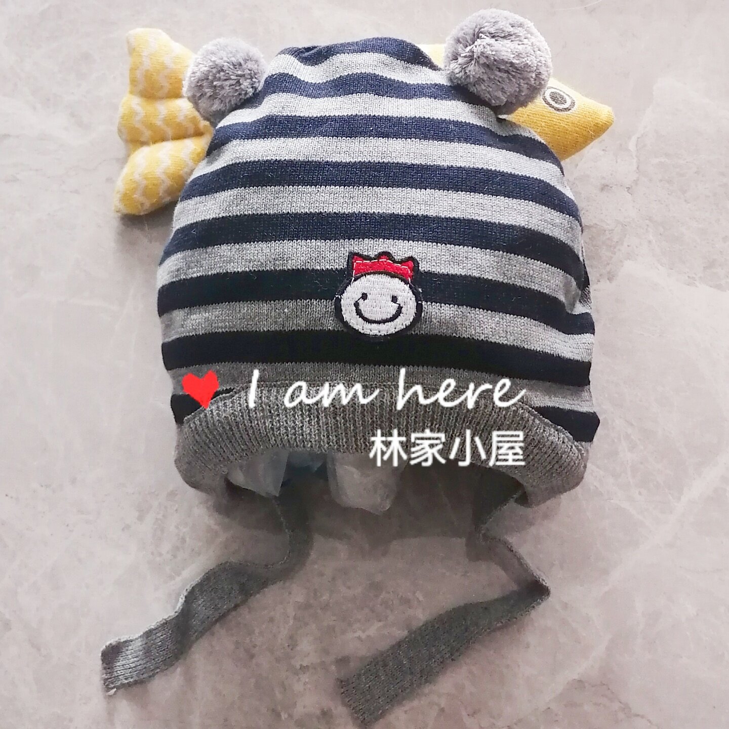 韩版阿路和如allo lugh男童宝宝秋冬款条纹球球可爱针织线帽子