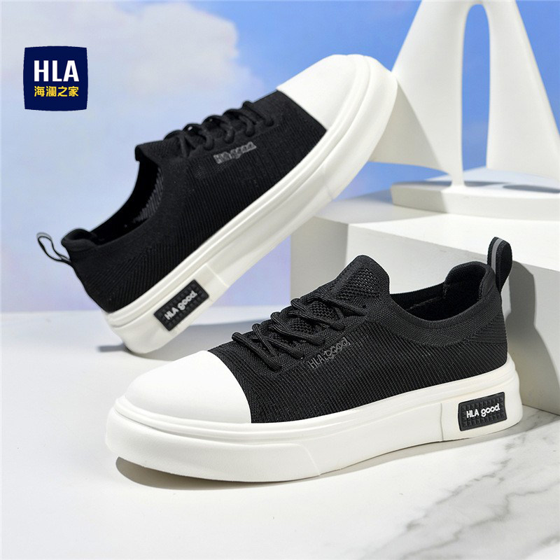 海澜之家男鞋2026新款时尚透气板鞋男款飞织网面休闲百搭小白鞋