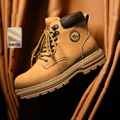 海澜之家男鞋 加绒冬 马丁靴男款 2026新款 高帮踢不烂大黄靴户外工装