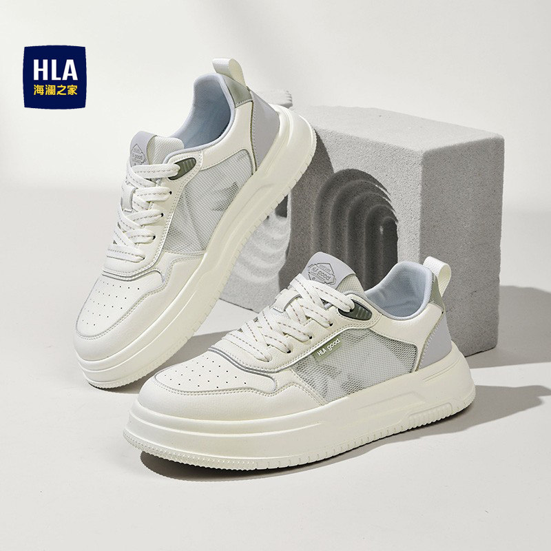 海澜之家男鞋2026新款网面透气休闲板鞋男款软底增高潮流小白鞋