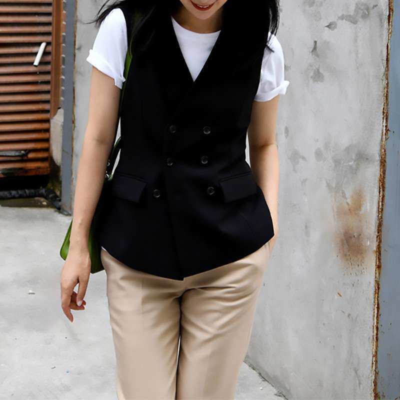 现货妖猪轻奢 新款雨中巴赫"tr立体不易皱英伦时髦v领西装