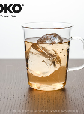 JOKO耐热玻璃杯无铅高硼硅玻璃杯咖啡杯把手水杯红茶杯可微波炉