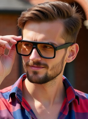 欧美时尚方框太阳镜男开车丙酸插针镜腿墨镜男跨境眼镜shades