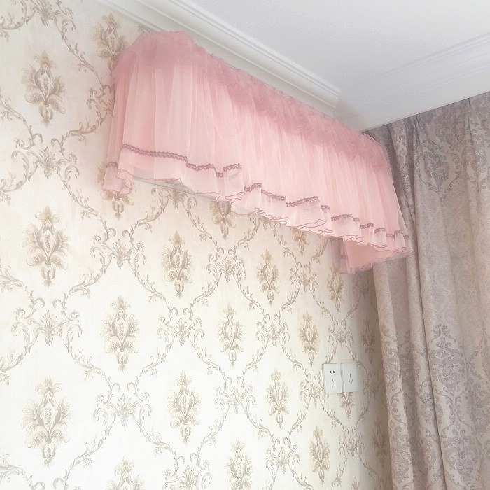 包邮田园风挂式机空调罩简约全包型空调套子蒙蕾丝空调防尘套通用