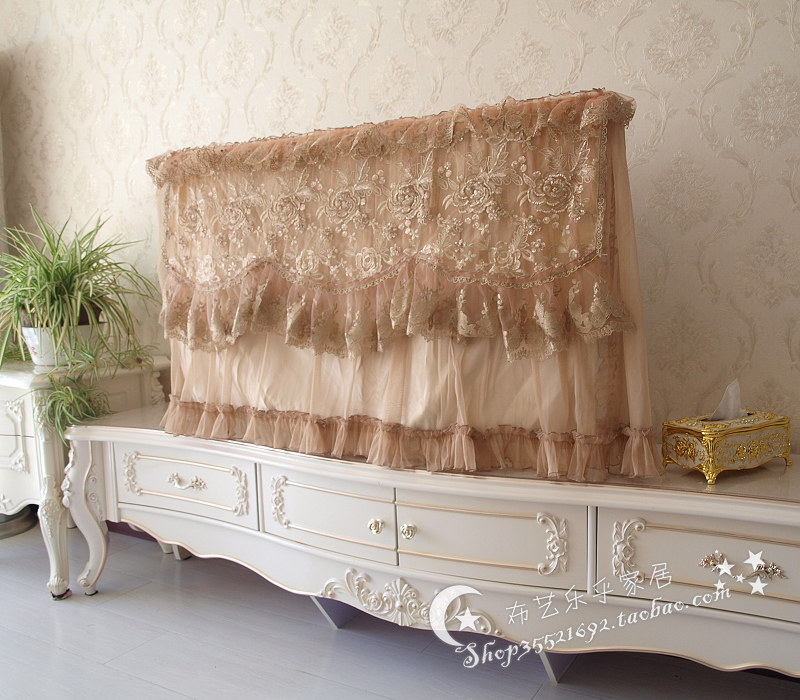 包邮 博文家纺新款电视机罩电脑刺绣电视机套电视防尘罩金玫瑰