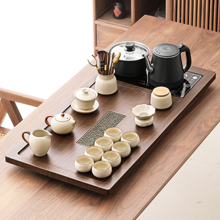 全自动茶盘家用烧水壶一体实木泡茶茶台功夫茶具一整套装2025新款