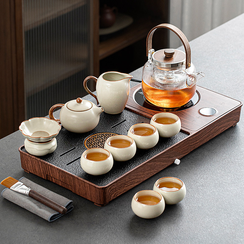 高端茶具茶台烧水壶一体功夫茶具套装小型家用桌面泡茶具茶盘煮茶