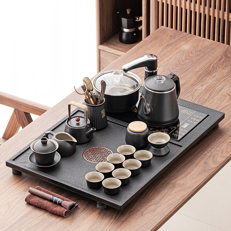 高端小型茶具套组高档茶台烧水壶全自动上水一体茶盘新款乌金瓷石