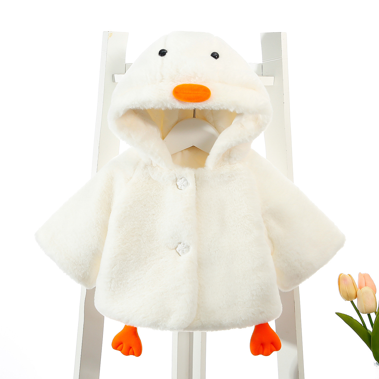 男宝宝斗篷秋冬装2025新款婴儿加厚披风女童卡通毛毛衣服短款童装