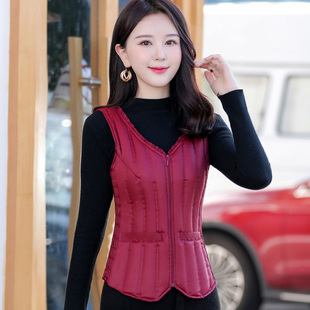 妈妈打底保暖背心坎肩马夹内胆 内穿韩版 轻薄羽绒马甲女冬短款 修身