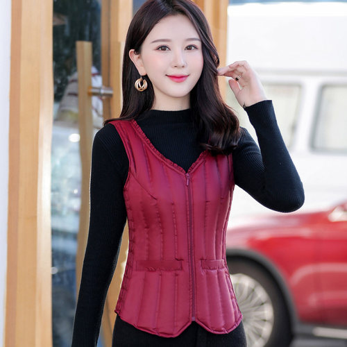 90白鸭绒轻博羽绒马甲保暖背心女