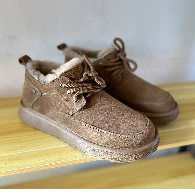 男士羊毛雪地靴款冬季厚底防水加绒加厚真皮羊皮毛一体保暖棉鞋