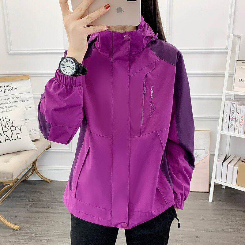 冲锋衣外套女春秋冬季2026新款加厚中老年三合一可拆卸内胆登山服