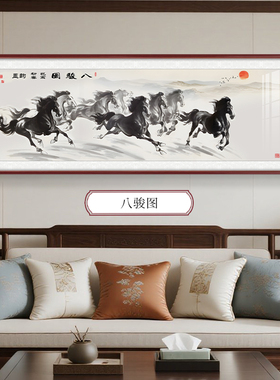 办公室八骏图马年装饰画马到成功挂画万马奔腾俊马装饰画玄关墙画