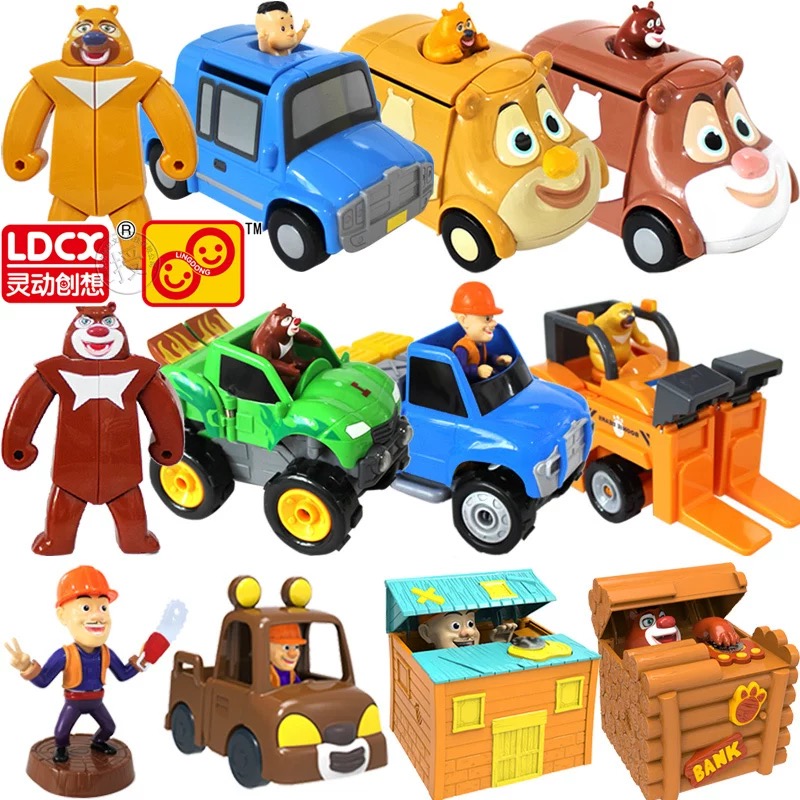 灵动熊出没熊熊乐园变形车玩具车熊大光头强英雄熊三合体幻变卸甲