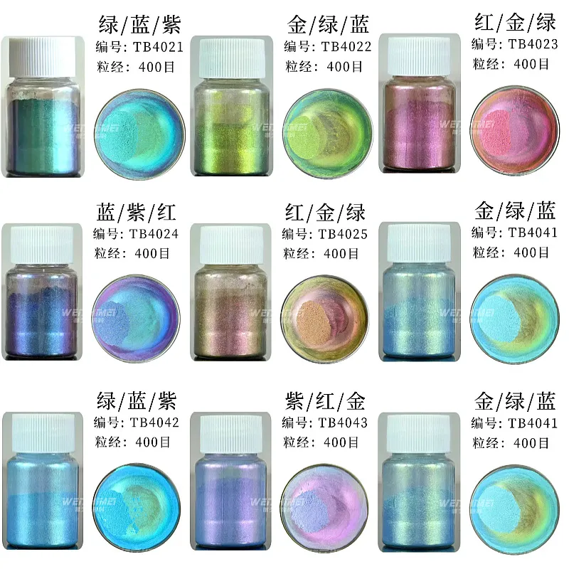 10克瓶装高彩度变色龙霓虹粉 美甲用偏极光幻彩虹珠光变色 龙粉批