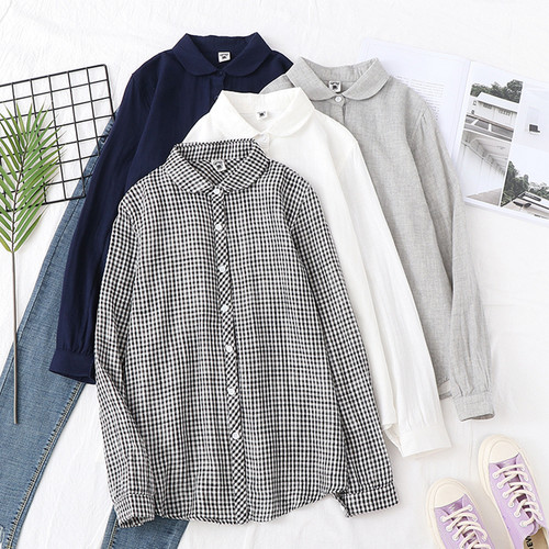 日系文艺小清新简约学生白衬衫