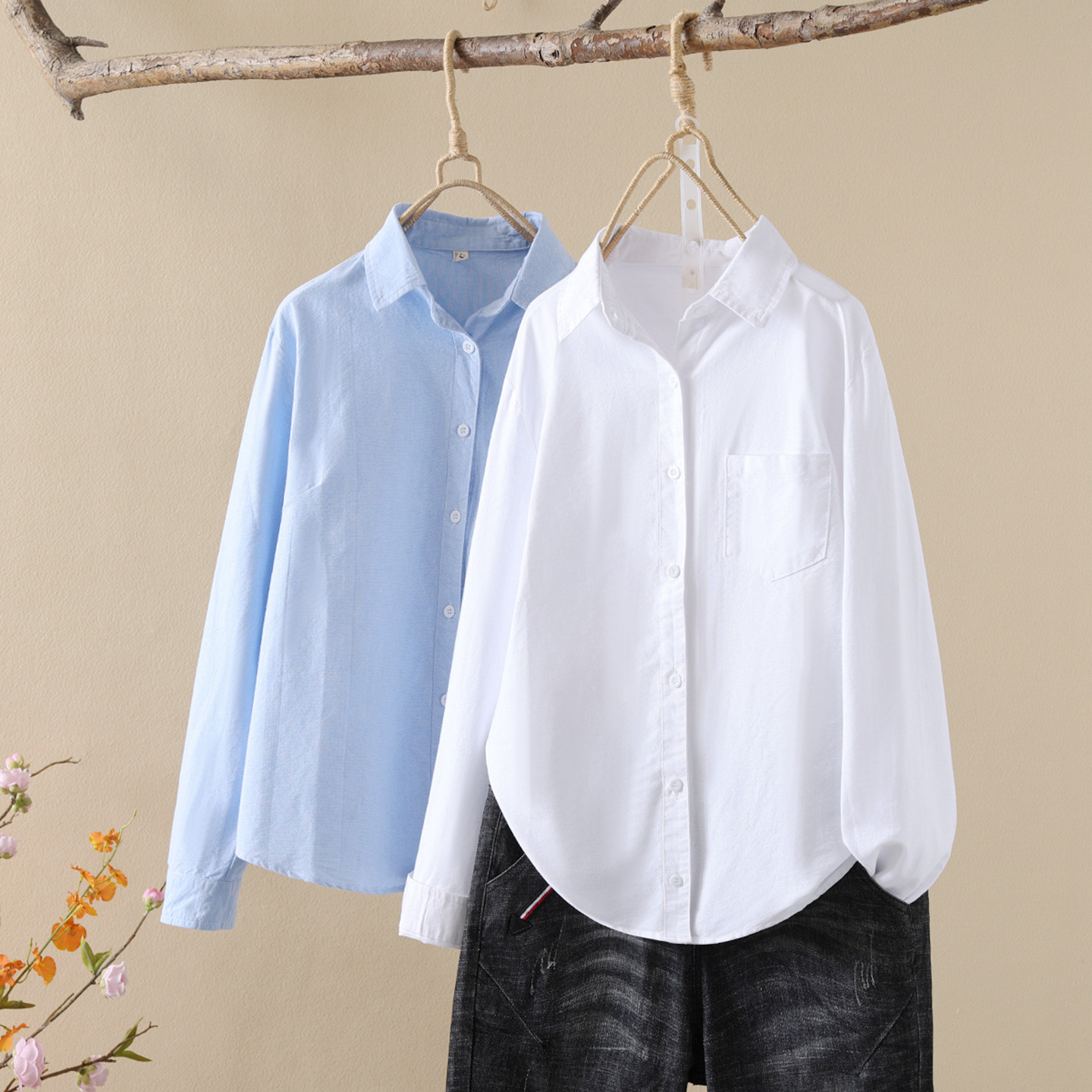 2025秋季韩范通勤OL风简约牛津纺白衬衫女长袖打底衫叠穿学生面试