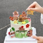 网红可爱水豚卡皮巴拉蛋糕装饰摆件男孩儿童生日派对插件甜品装扮