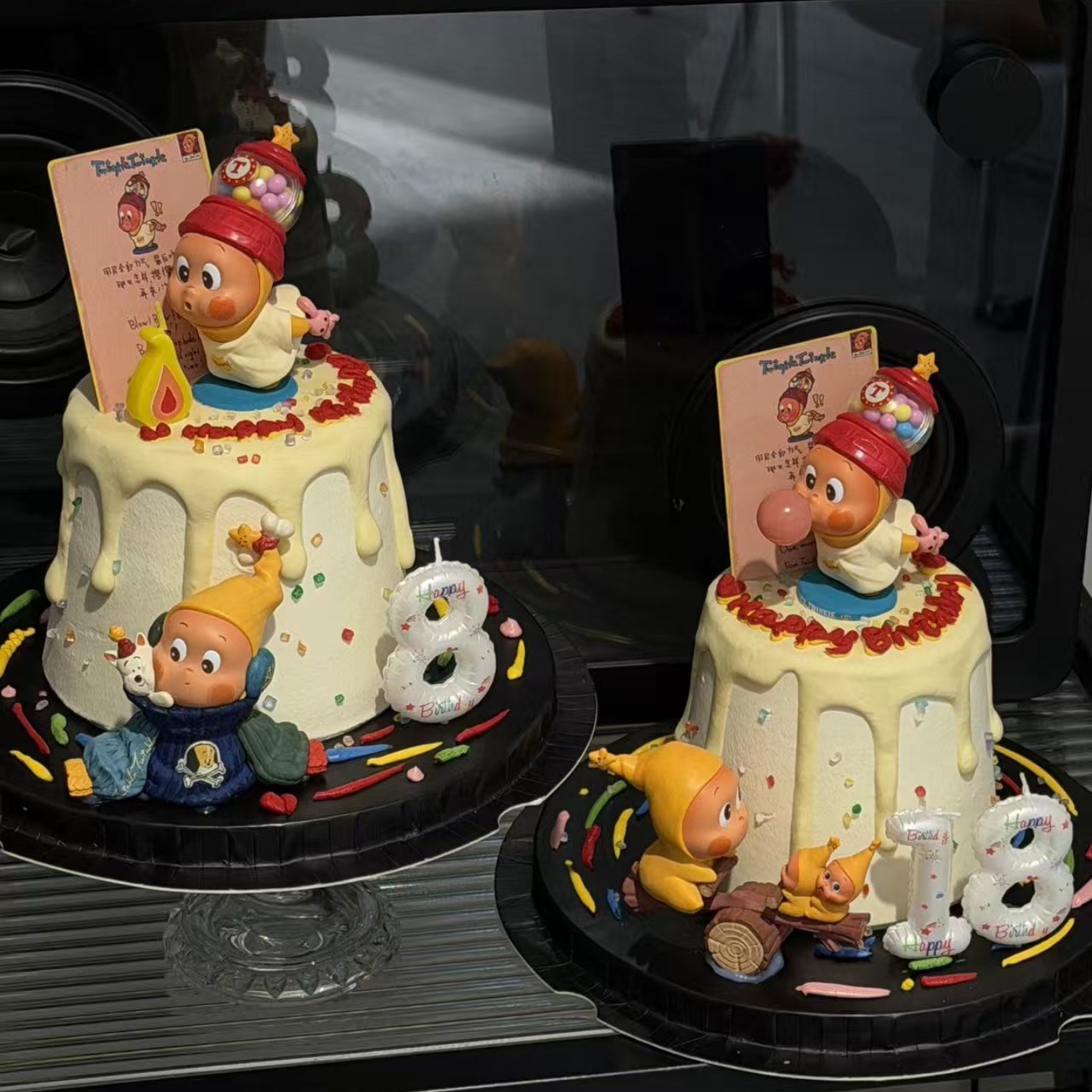 新款卡通吹泡泡星星人卡片蛋糕装饰插牌生日数字蜡烛甜品装扮摆件