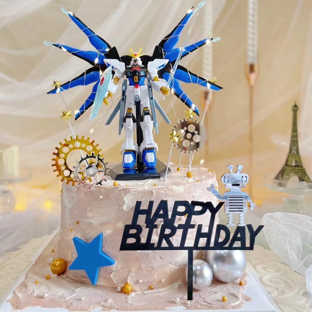 儿童男孩蛋糕装饰摆件机动战士高达机甲模型手办男神生日烘焙装扮