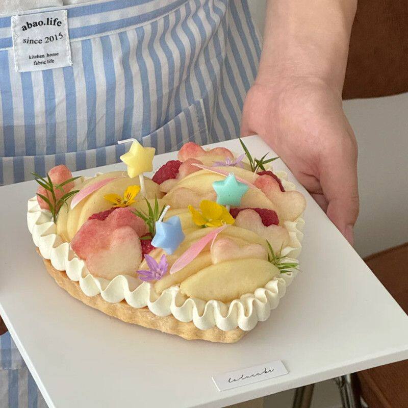 网红五角星生日蛋糕装饰蜡烛可爱ins韩系水果蛋挞甜品插件