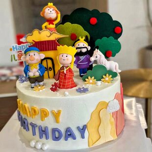 儿童节西游记蛋糕装饰西天取经孙悟空师徒白云山峰硅胶模具插件