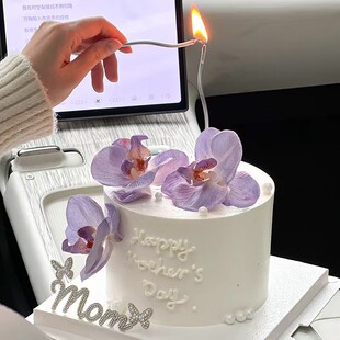 2025母亲节唯美紫色蝴蝶兰蛋糕装饰珍珠钻蝴蝶mom插牌甜品台插件