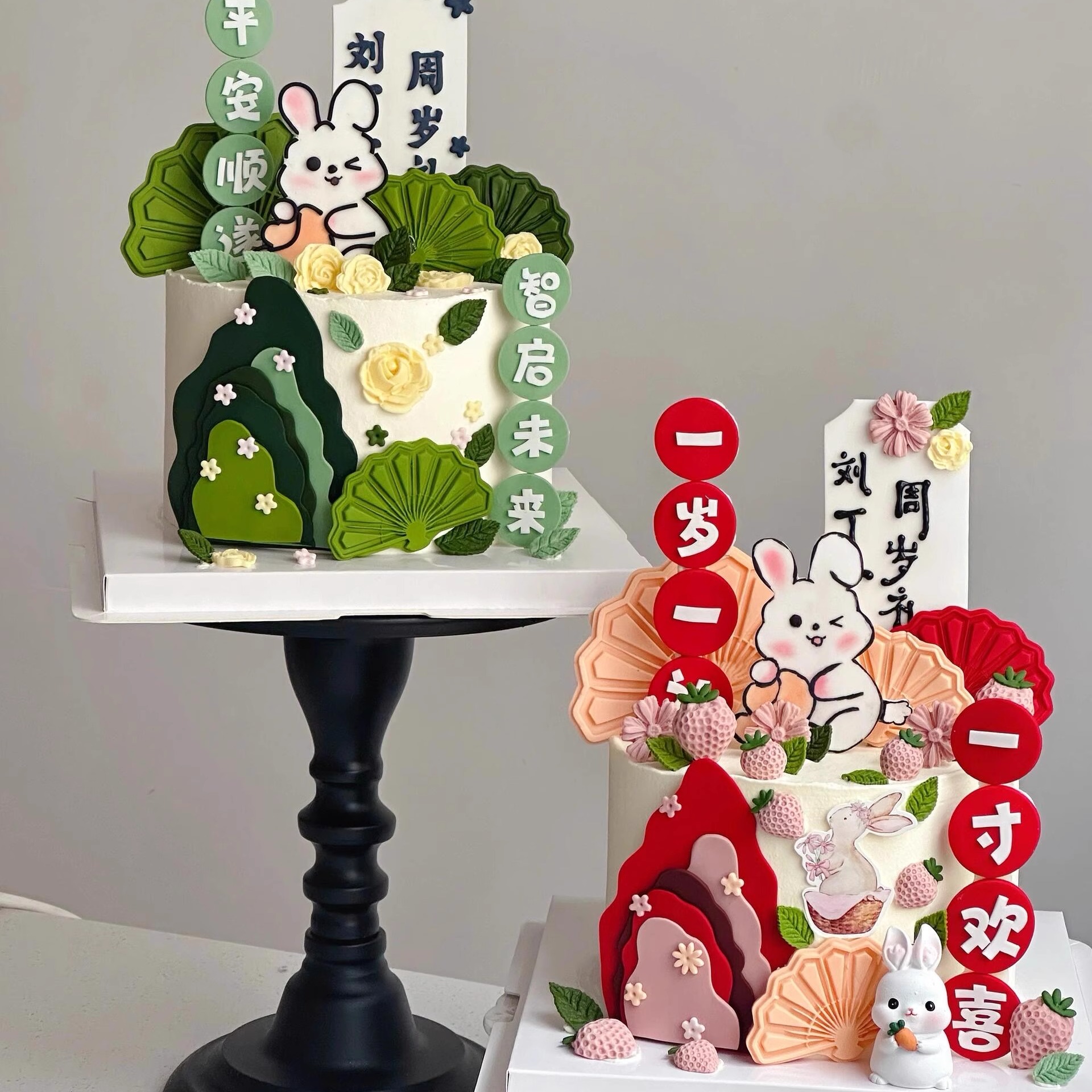 古风兔宝宝周岁蛋糕装饰